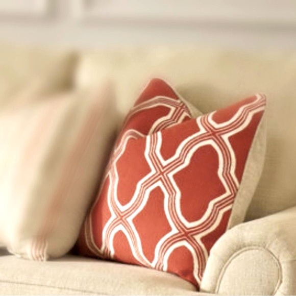 Ashley Throw Pillow, Red/Cream - Picture 1 of 3